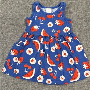 Hanna Andersson Blue Tank-Top Dress with Red Fruit Pattern, 3T